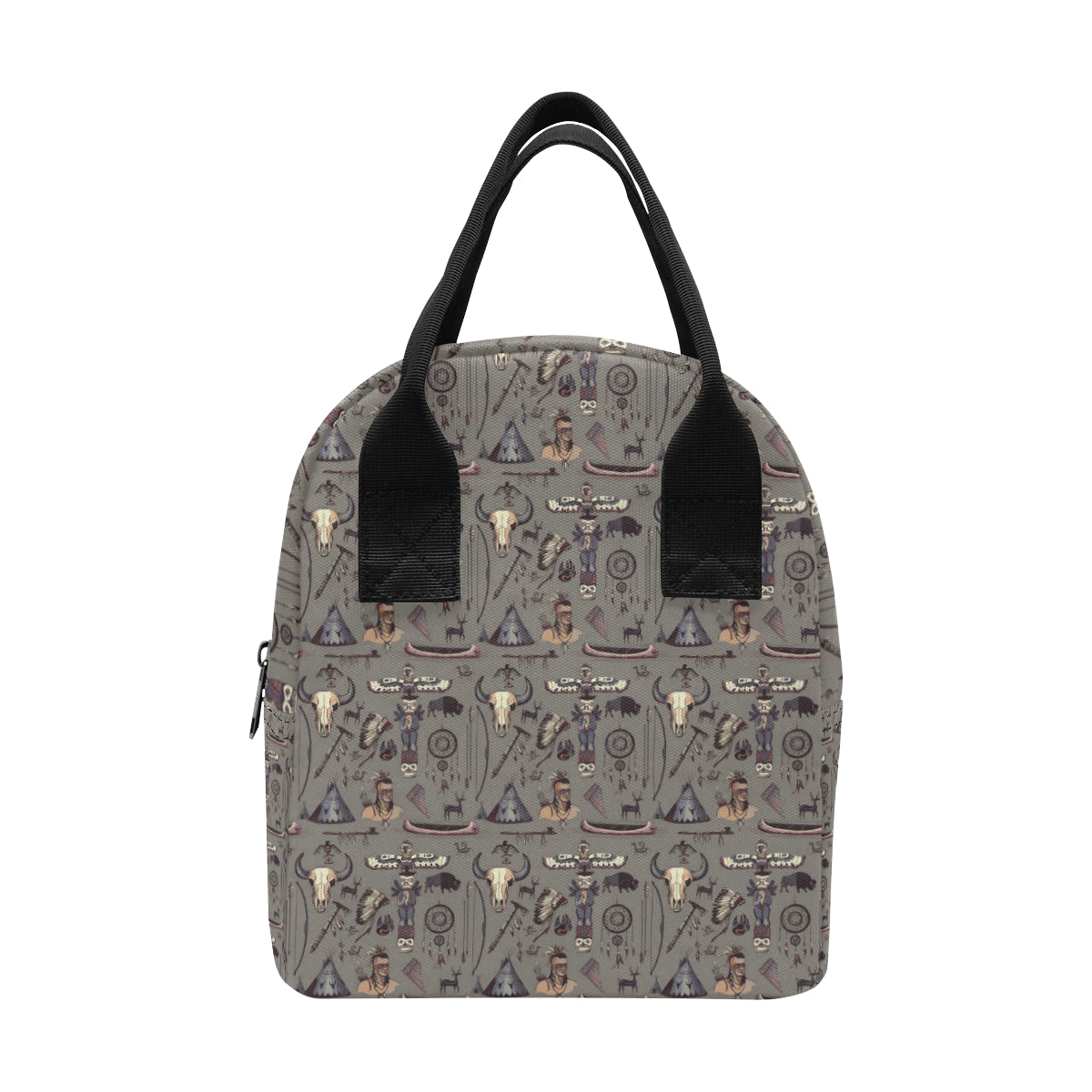 Native Indian life Design Print Insulated Lunch Bag