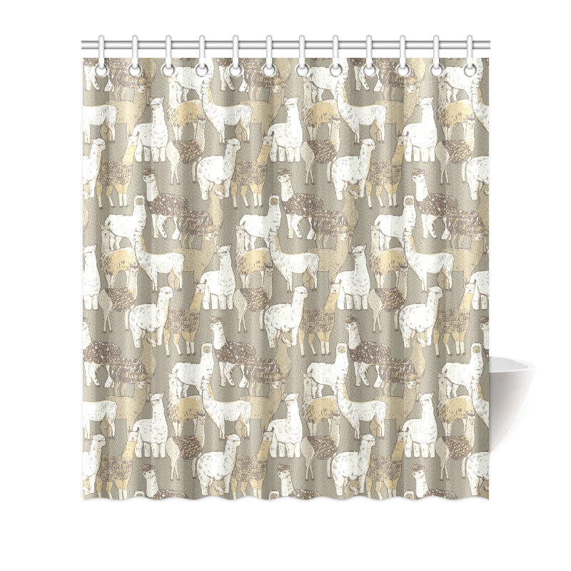 Alpaca Pattern Print Design 01 Shower Curtain
