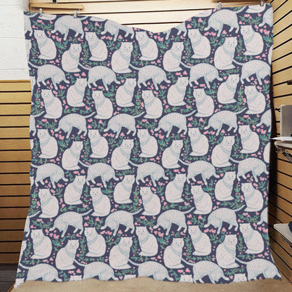Cat Pattern Print Design 06 Premium Quilt