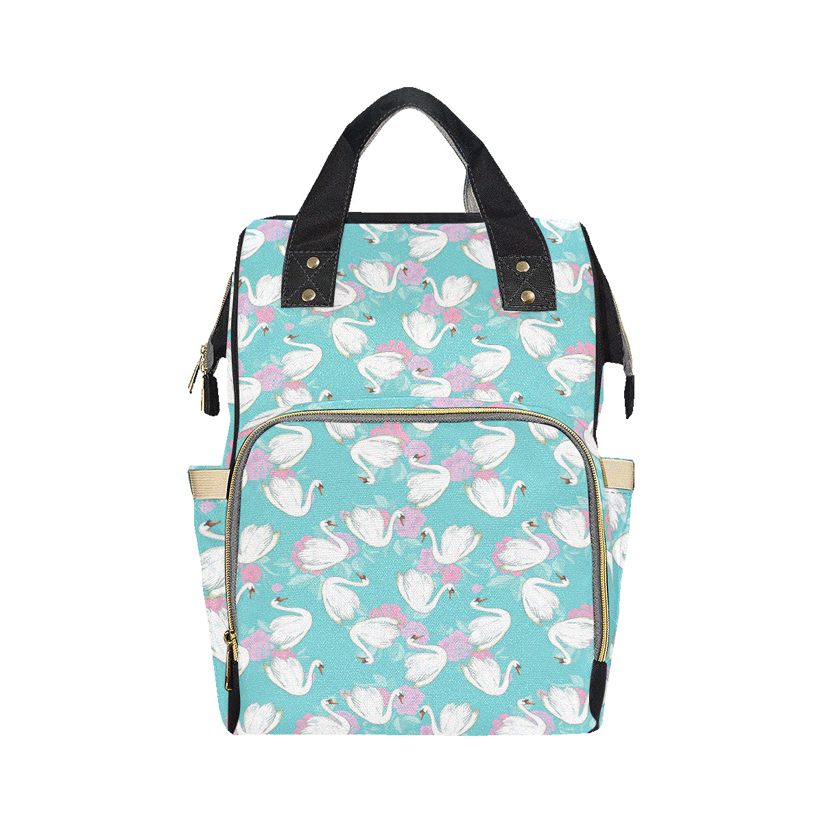Swan Pattern Print Design 03 Diaper Bag Backpack