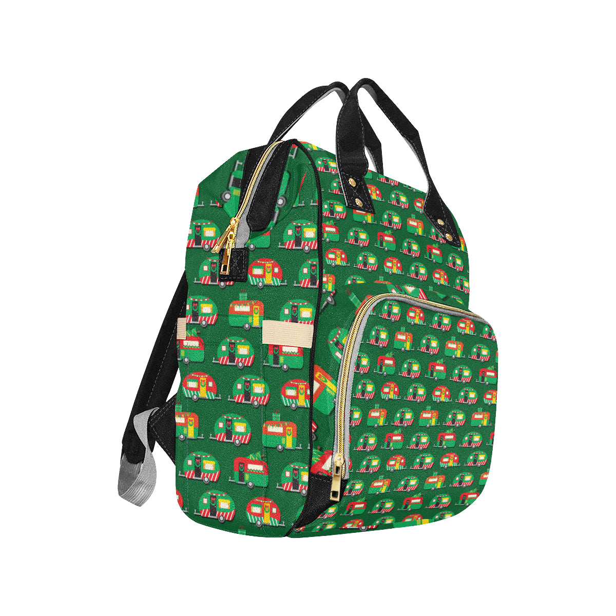 Camper Camping Christmas Themed Print Diaper Bag Backpack