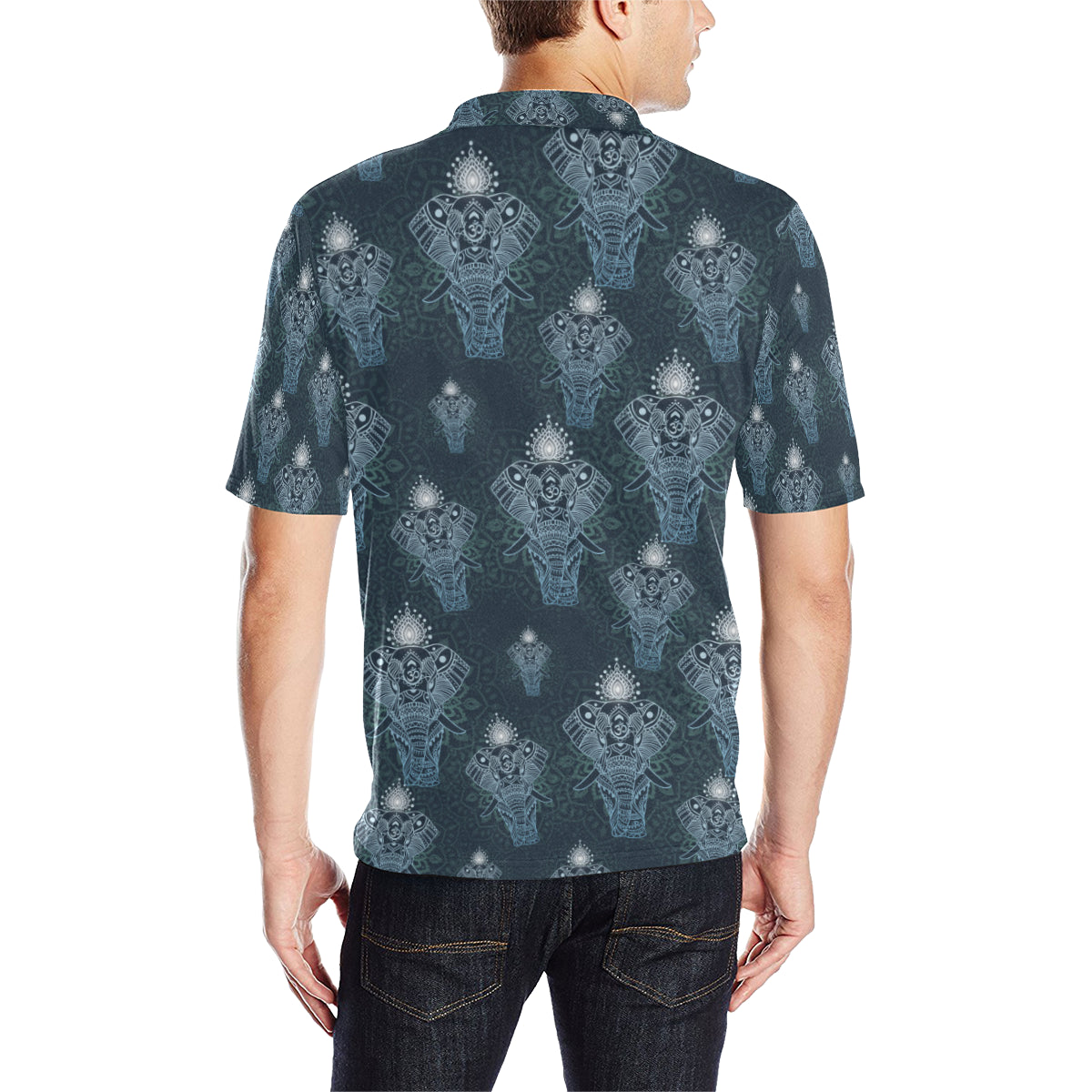 Elephant Mandala Men Polo Shirt
