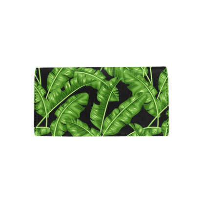 Banana Leaf Pattern Print Design BL01 Women's Trifold Wallet