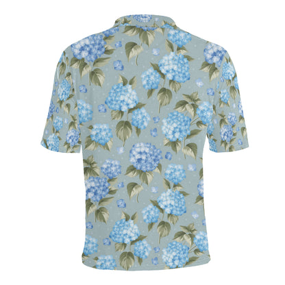 Hydrangea Pattern Print Design 01 Men Polo Shirt