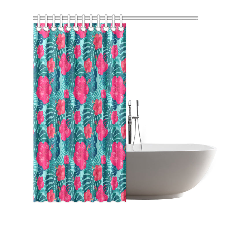 Red Hibiscus Pattern Print Design HB017 Shower Curtain