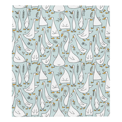 Goose Pattern Print Design 03 Premium Quilt