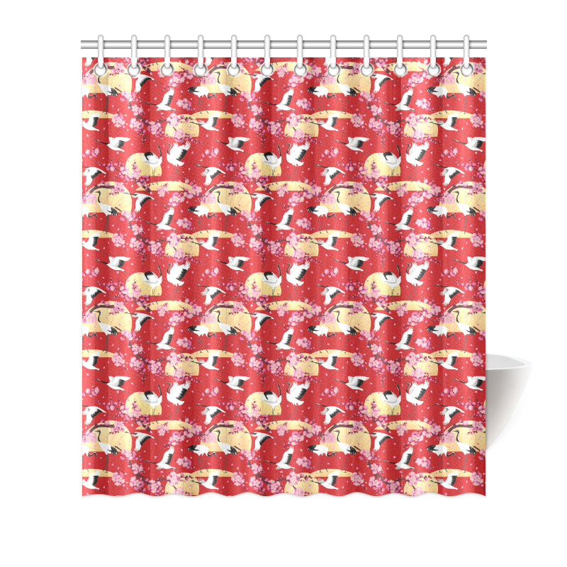 Crane Pattern Print Design 04 Shower Curtain