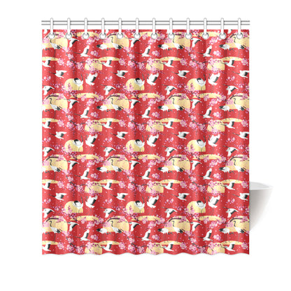 Crane Pattern Print Design 04 Shower Curtain