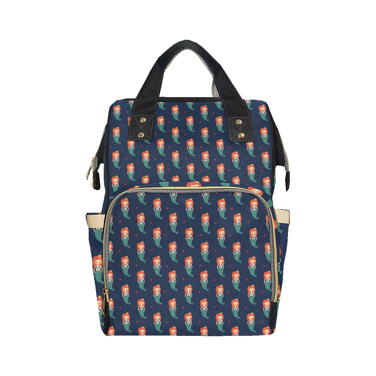 Mermaid Girl Pattern Print Design 01 Diaper Bag Backpack