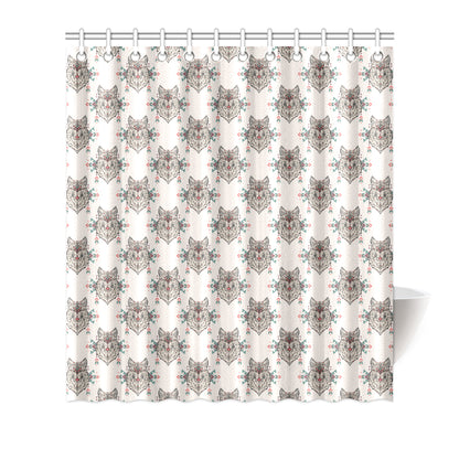 Aztec Wolf Pattern Print Design 01 Shower Curtain