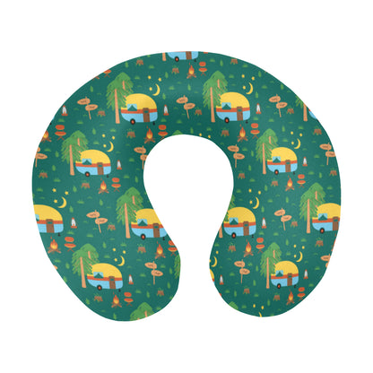 Camping Camper Pattern Print Design 06 U-Shaped Travel Neck Pillow