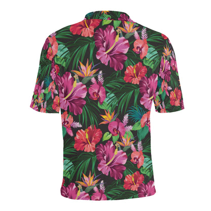 Hawaiian Flower Hibiscus tropical Men Polo Shirt