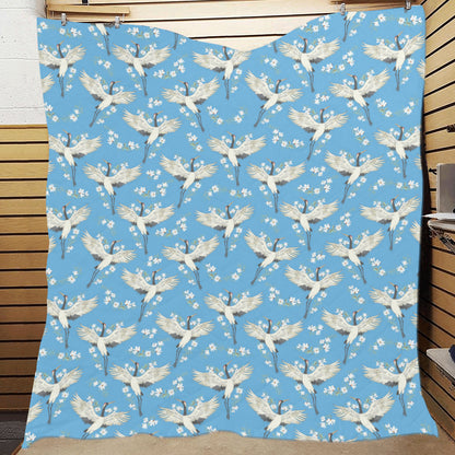 Crane Pattern Print Design 03 Premium Quilt