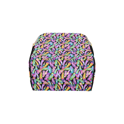 Neon Feather Pattern Print Design A02 Diaper Bag Backpack