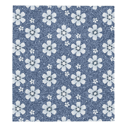 Jean Flower Pattern Print Design 03 Premium Quilt