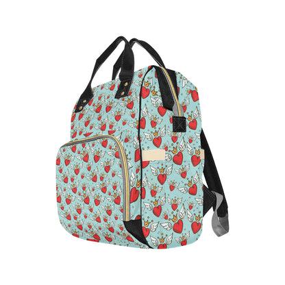 Angel Wings Heart Pattern Print Design 02 Diaper Bag Backpack
