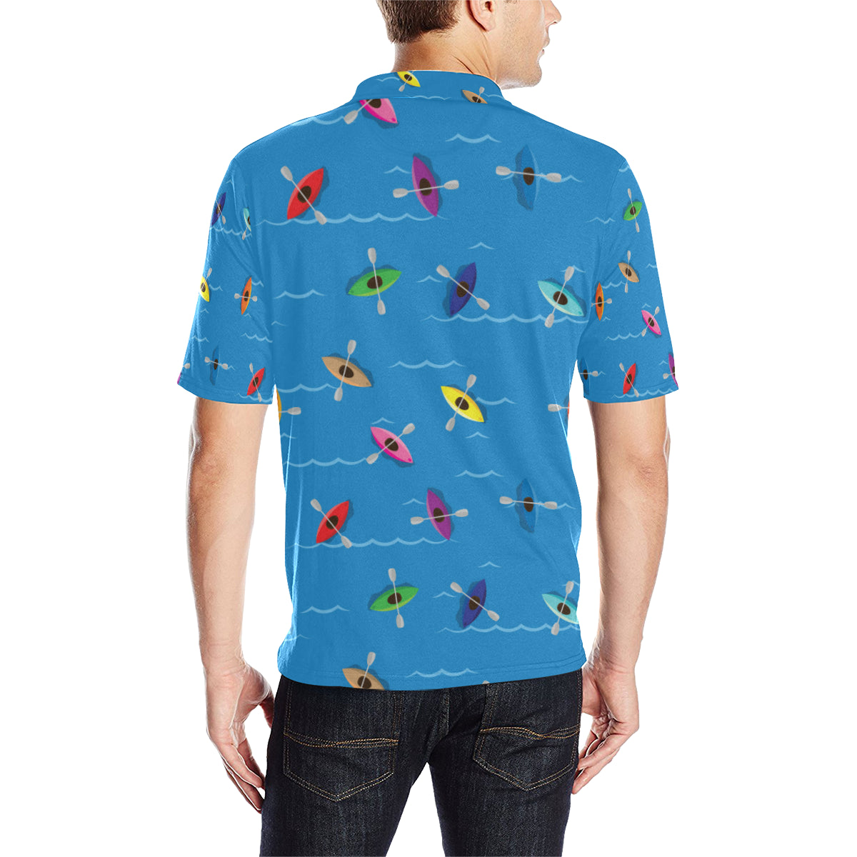 Kayak Pattern Print Design 03 Men Polo Shirt