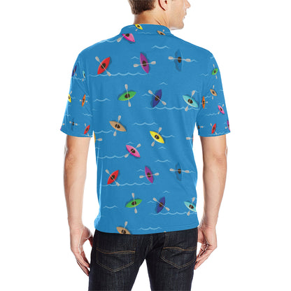 Kayak Pattern Print Design 03 Men Polo Shirt