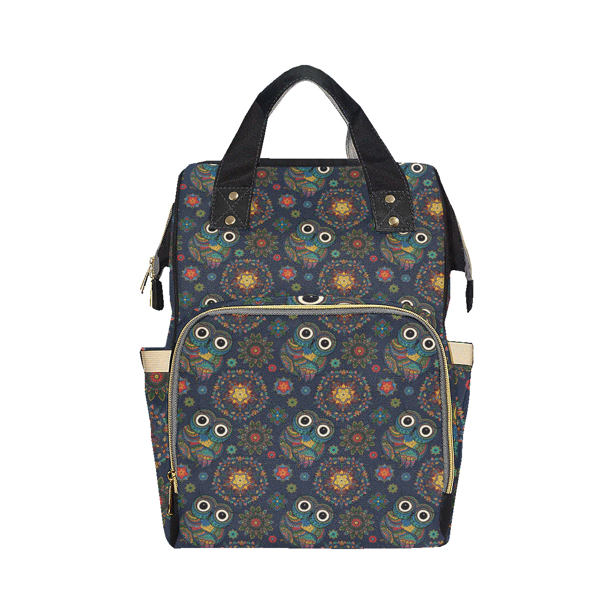 Owl Boho Style Pattern Print Design A04 Diaper Bag Backpack