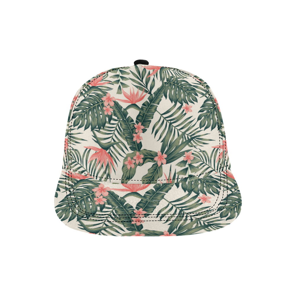 Tropical Flower Palm Leaves Snapback Cap