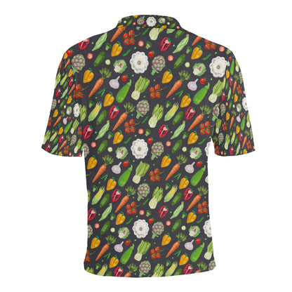 Vegan Pattern Themed Design Print Men Polo Shirt