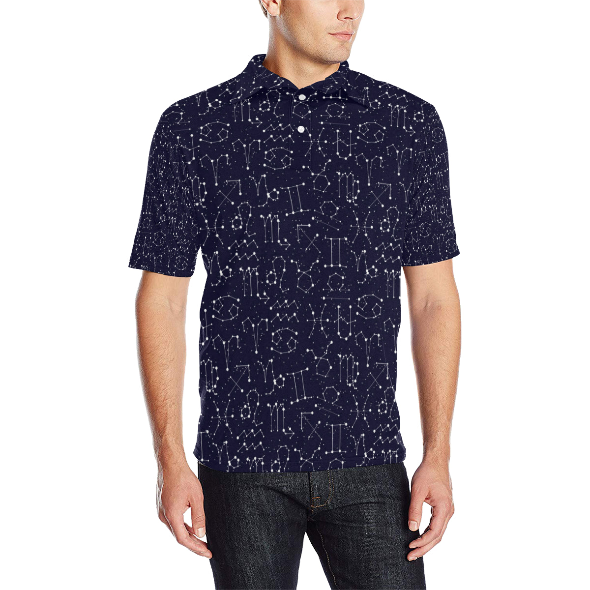 Zodiac Pattern Design Print Men Polo Shirt