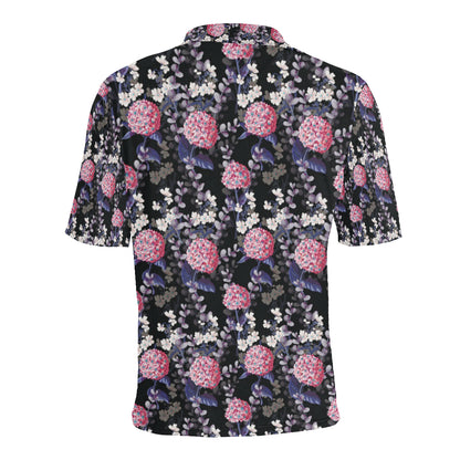 Hydrangea Pattern Print Design HD04 Men Polo Shirt