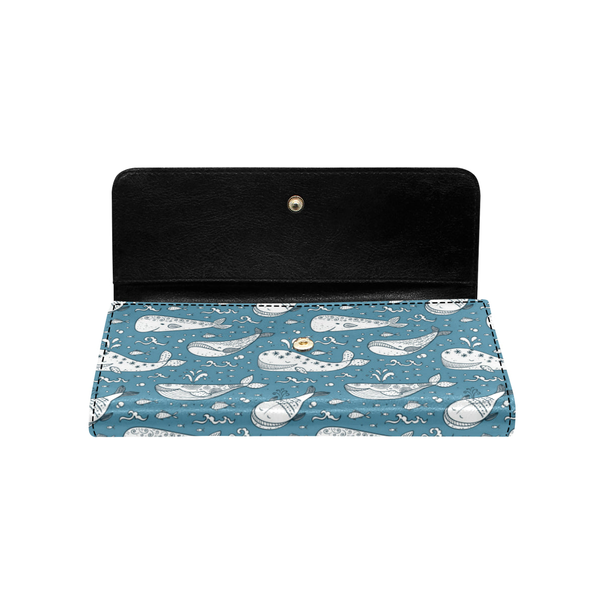 Humpback Whale Pattern Print Design 03 Women's Trifold Wallet