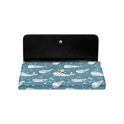 Humpback Whale Pattern Print Design 03 Women's Trifold Wallet