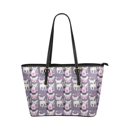 Chihuahua Happy Pattern Leather Tote Bag