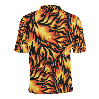 Flame Fire Design Pattern Men Polo Shirt