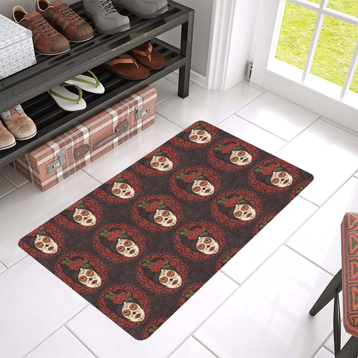 Day of the Dead Mexican Girl Rubber Doormat
