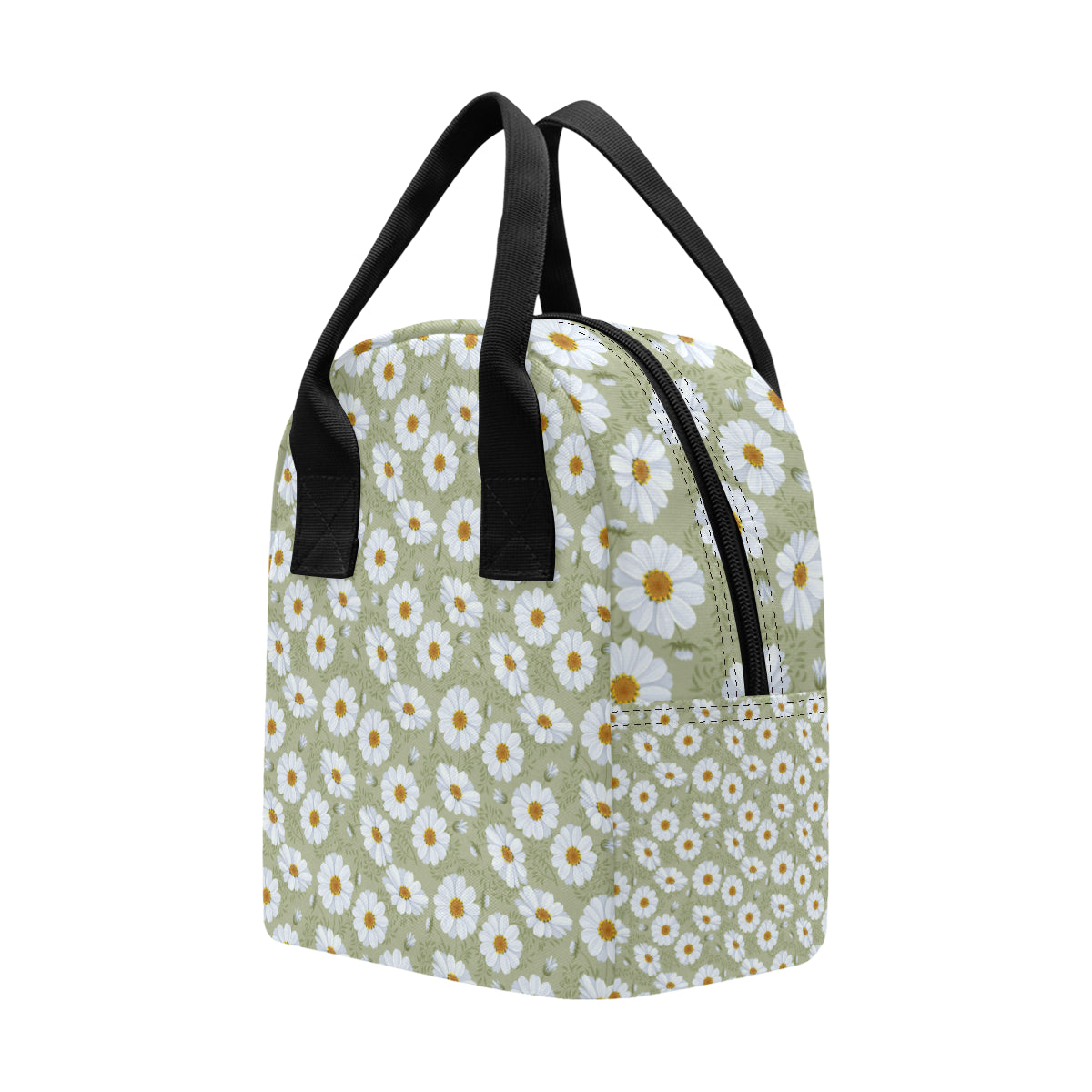 Daisy Yellow Print Pattern Insulated Lunch Bag