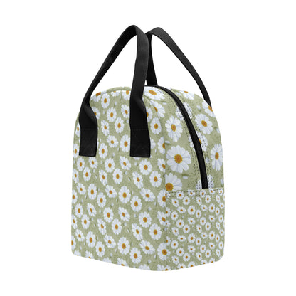 Daisy Yellow Print Pattern Insulated Lunch Bag
