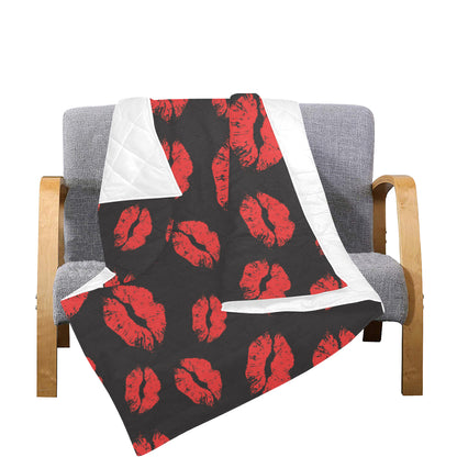 Lip Red Pattern Print Design 02 Premium Quilt