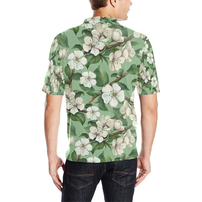 Apple blossom Pattern Print Design AB02 Men Polo Shirt