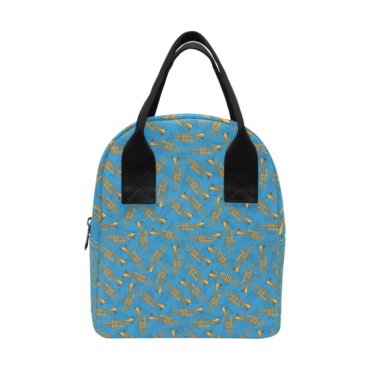 Trumpet Golden Pattern Themed Print Insulated Lunch Bag