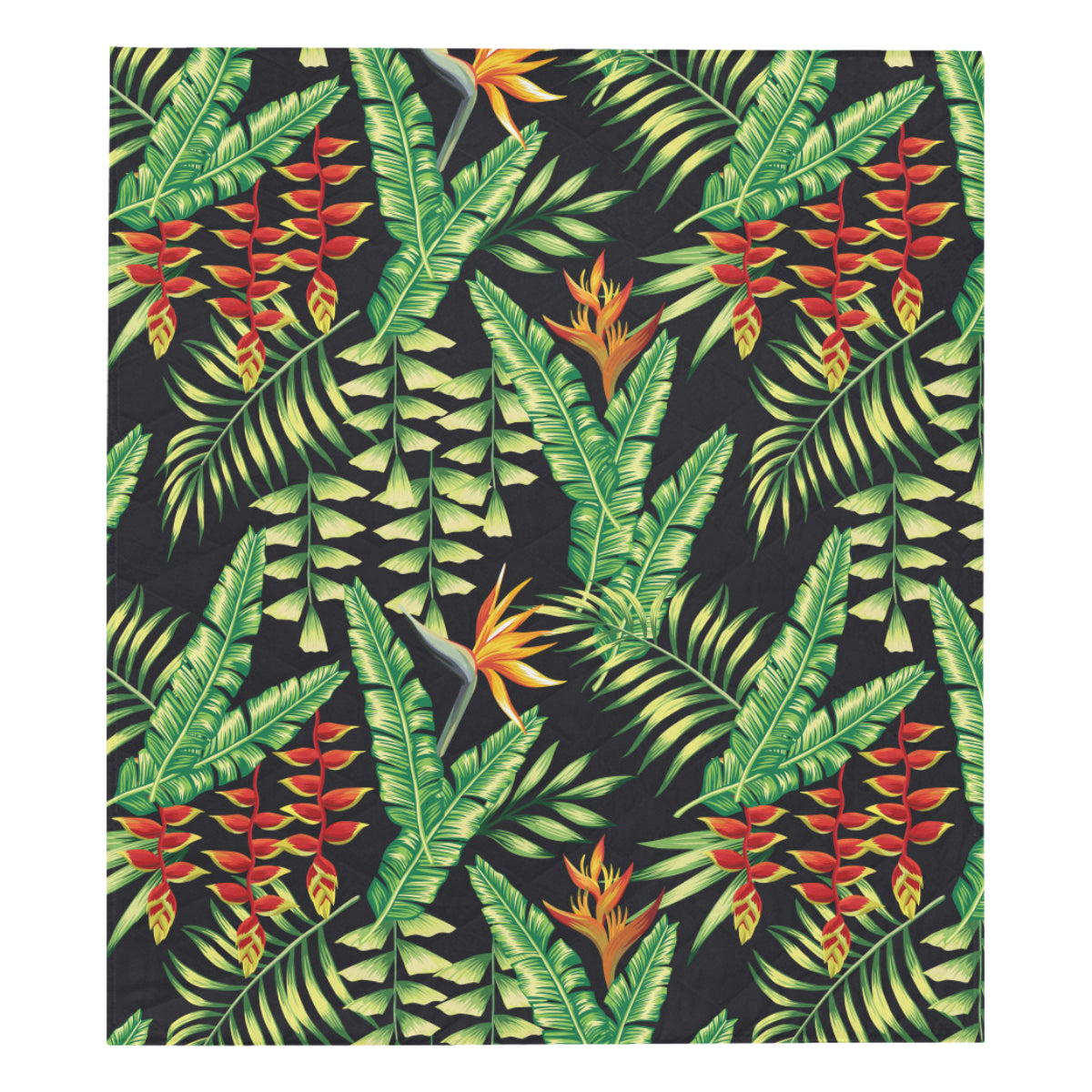 Hawaiian Flower Tropical Palm Leaves Premium Quilt