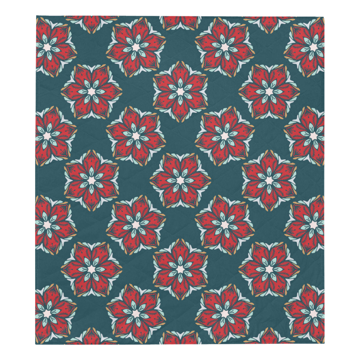Poinsettia Pattern Print Design A03 Premium Quilt
