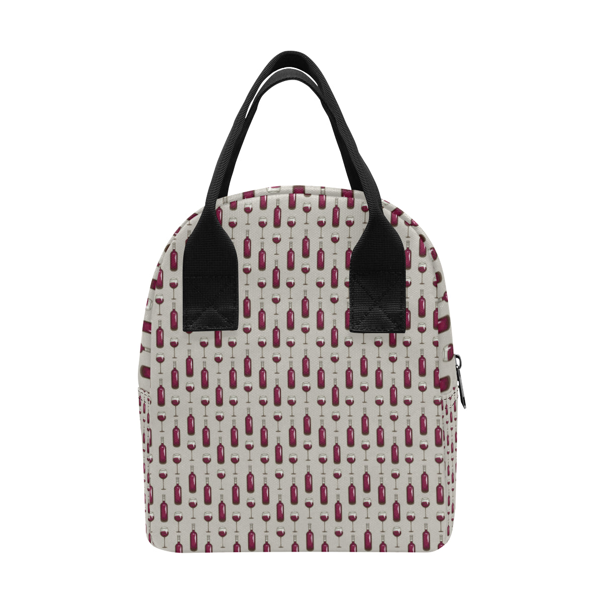 Wine Bottle Pattern Print Insulated Lunch Bag