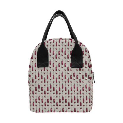 Wine Bottle Pattern Print Insulated Lunch Bag