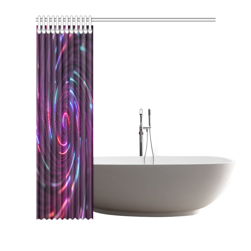 Vortex Twist Swirl Purple Neon Print Shower Curtain