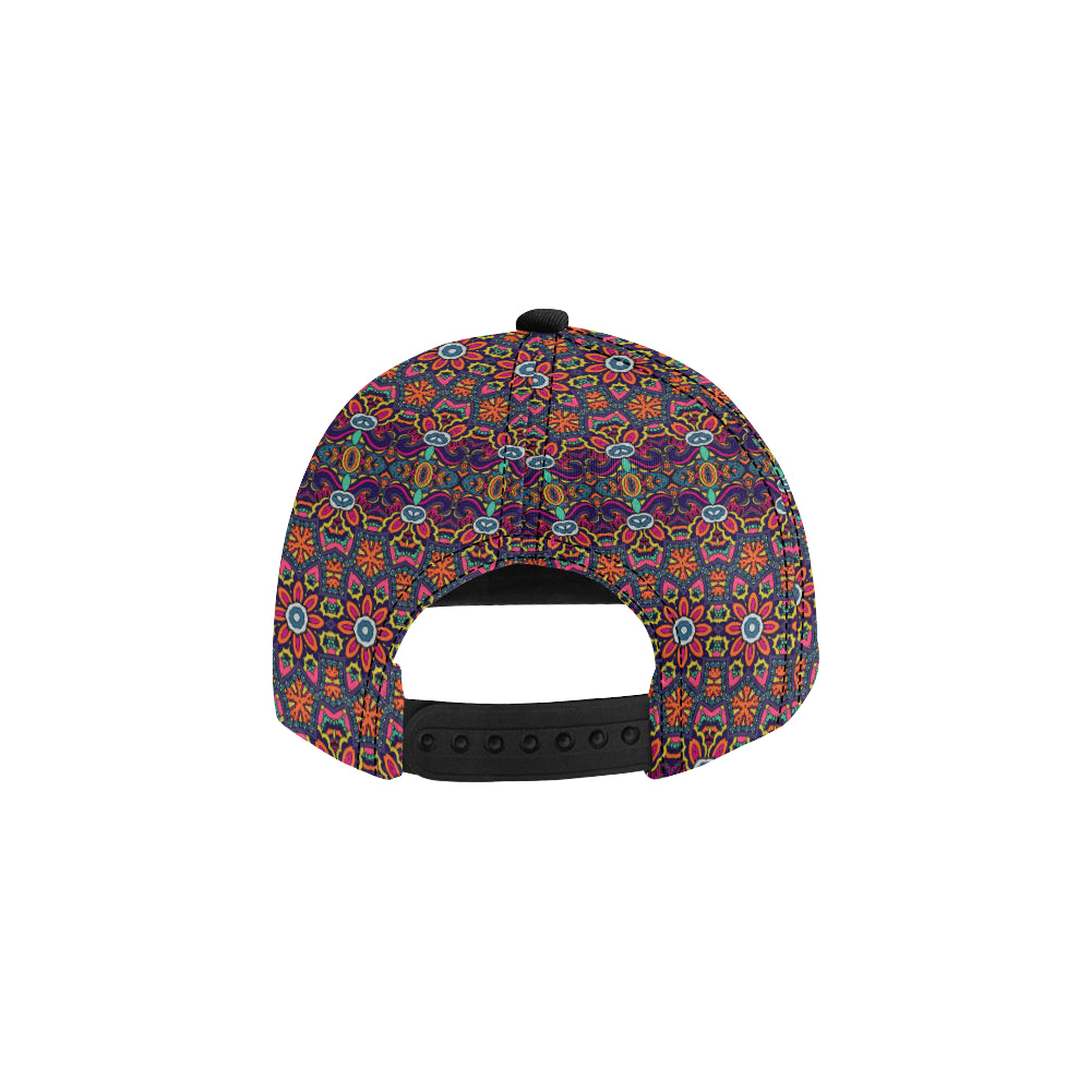 Ethnic Flower Style Print Pattern Snapback Cap