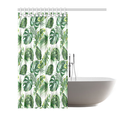 Green Pattern Tropical Palm Leaves Shower Curtain