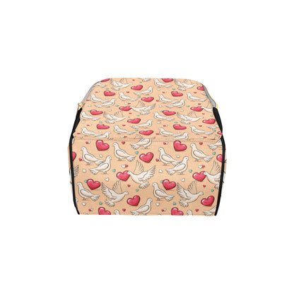 Pigeon Heart Pattern Print Design 04 Diaper Bag Backpack