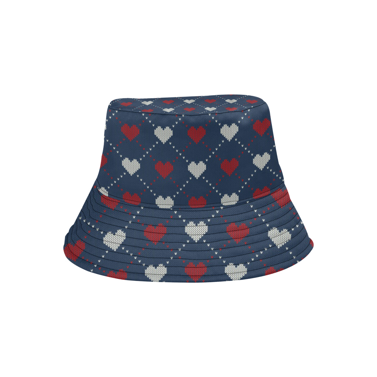 Heart Knit Pattern Print Design HE05 Unisex Bucket Hat