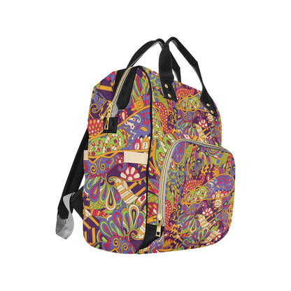 Funky Retro Pattern Print Design A04 Diaper Bag Backpack