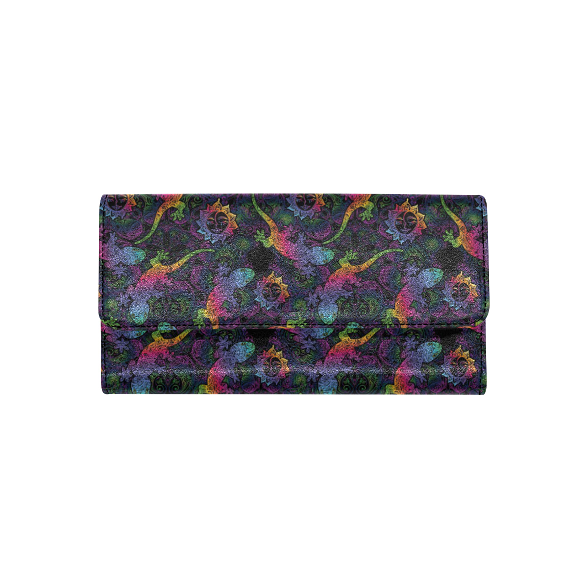 Gecko Rainbow Pattern Print Design 03 Women's Trifold Wallet