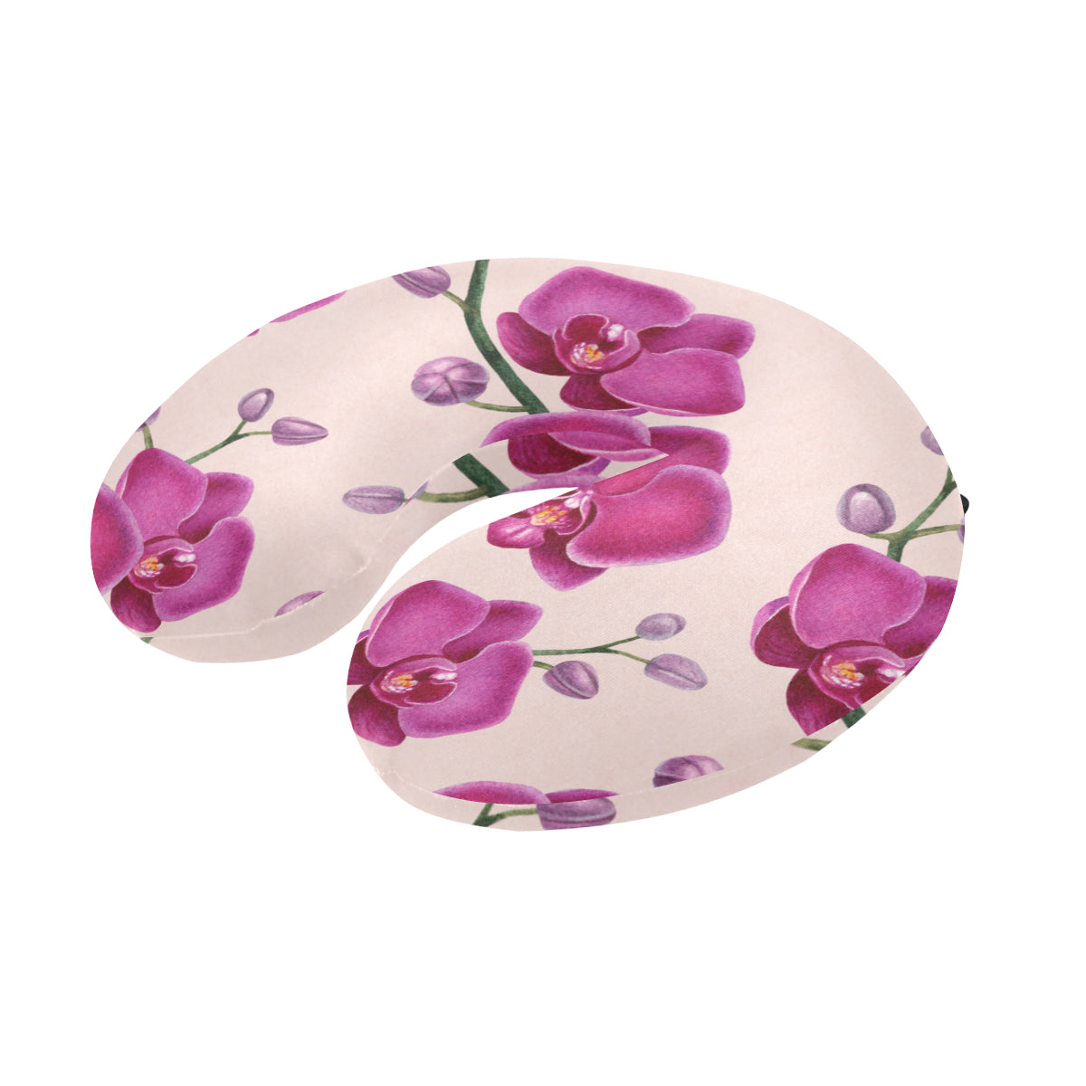 Orchid Pattern Print Design A02 U-Shaped Travel Neck Pillow