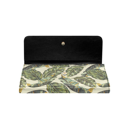 Banana Leaf Pattern Print Design BL08 Women's Trifold Wallet